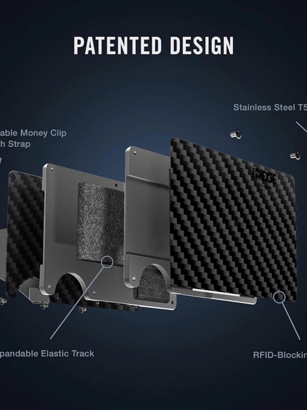Ridge Carbon Fiber Wallet with Box and Patch - Black - Picture 7 of 10